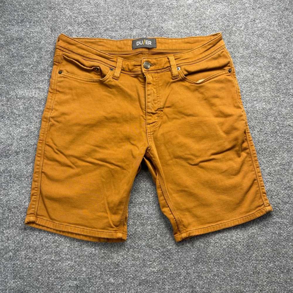DU/ER N2X Slim Fit Shorts Mens 34 Ochre Orange MSNS1011 Stretch Performance